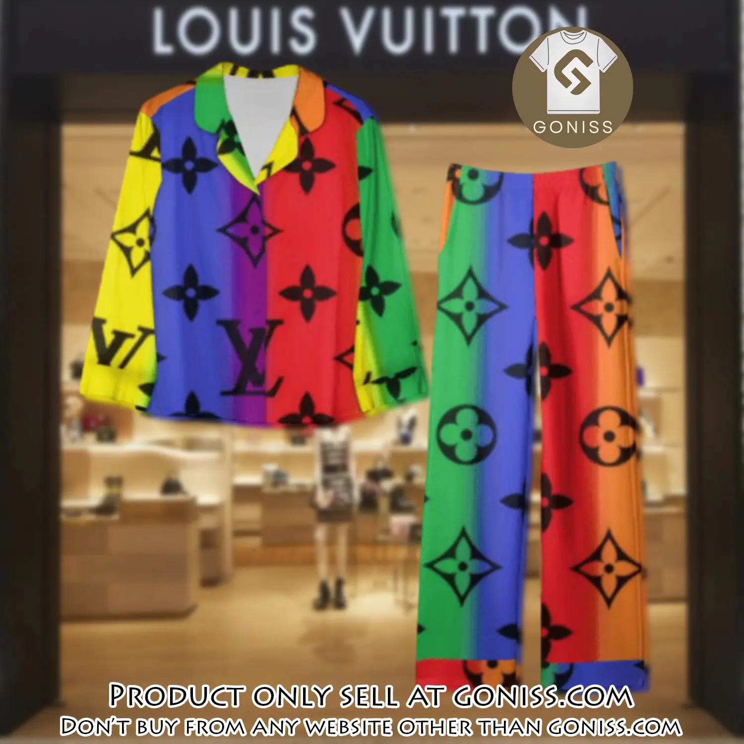 Trending luxury lv satin pajama set pjs1110 gn1211689